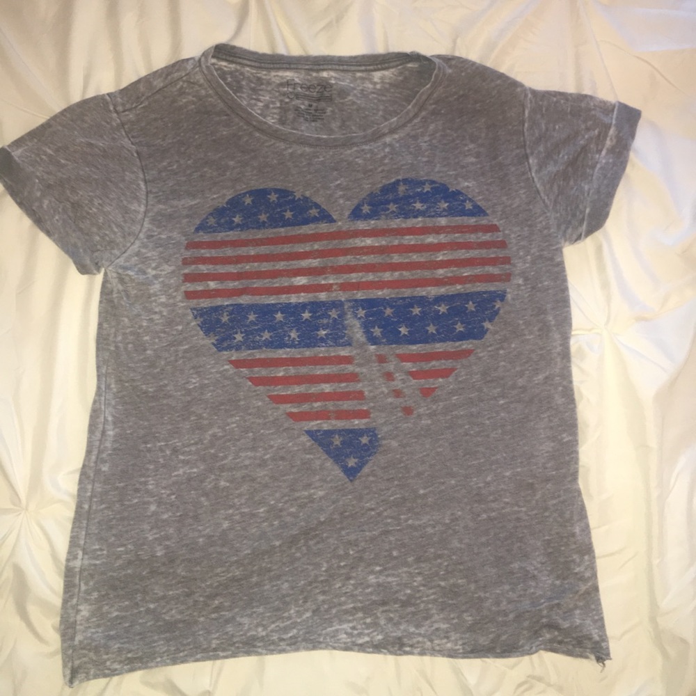 American flag t-shirt.